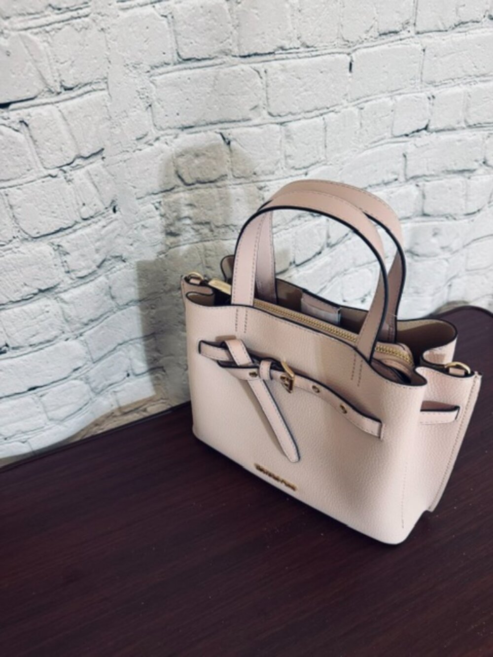 Michael Kors Emilia Small Satchel Powder Blush Pebbled Leather NWT